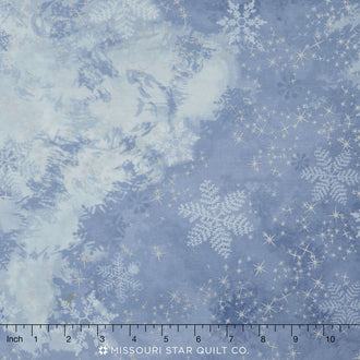 Sugar Plum - Starry Snowflake Periwinkle Metallic Yardage
