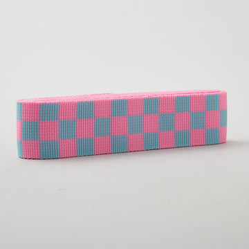Tula Pink Check Please 1-1/2" Webbing - Cosmic Pink/Aqua - 3 Yard Pack