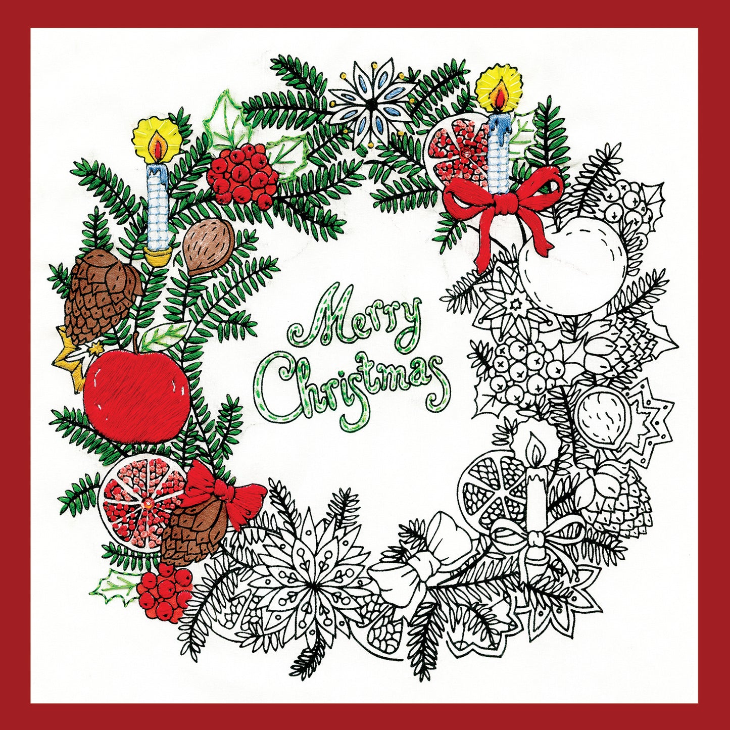 Zenbroidery Christmas Wreath Embroidery Kit Primary Image