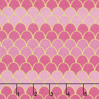 Let's Be Mermaids - Scallops Pink Sparkle Yardage