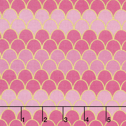 Let's Be Mermaids - Scallops Pink Sparkle Yardage