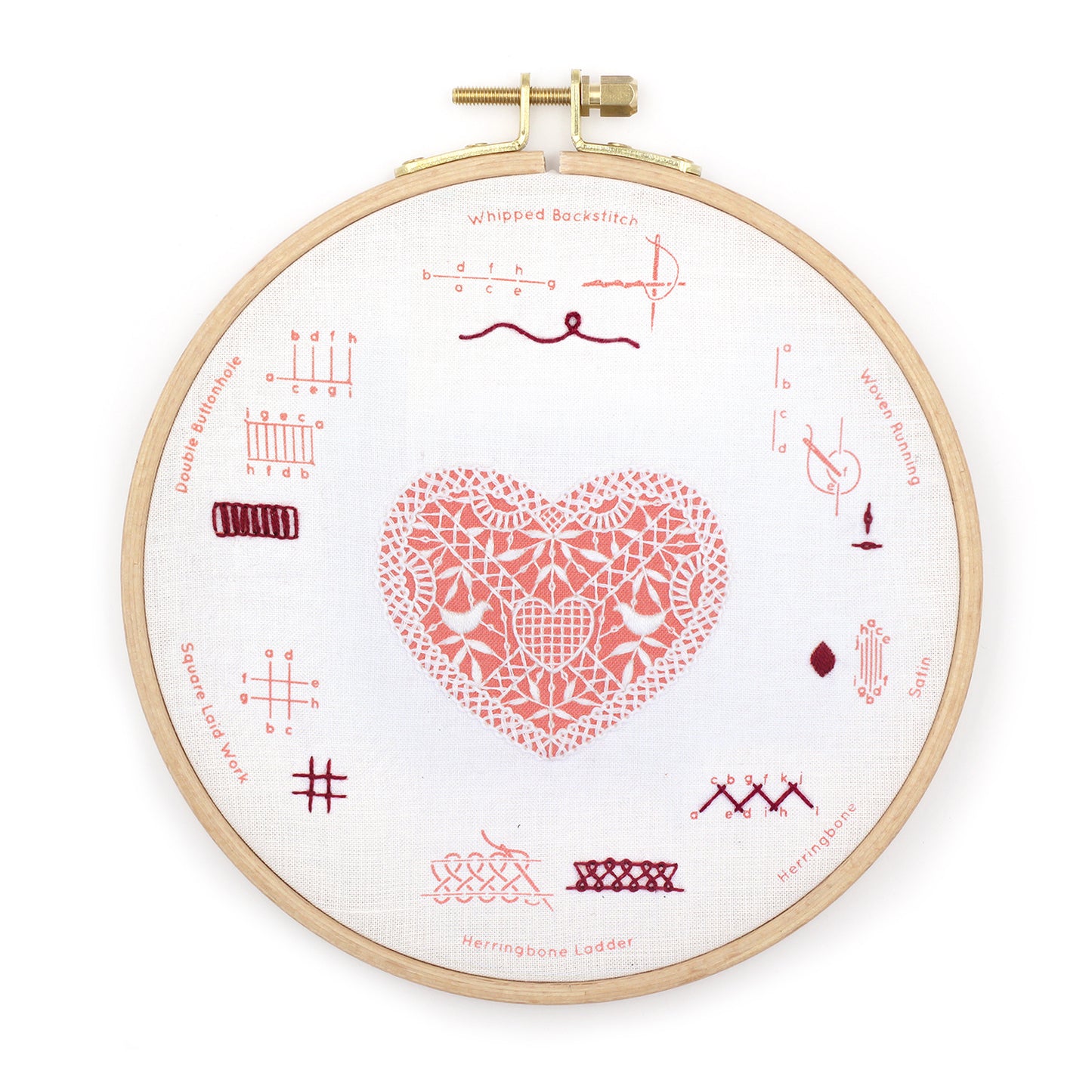 Lace Heart Embroidery Stitch Sampler Kit Primary Image
