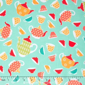 Ardently Austen - Teacups Teal Yardage