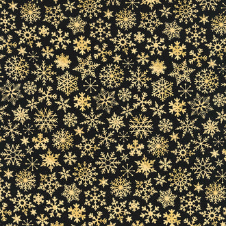 O Holy Night - Golden Snowflakes Digitally Printed Yardage