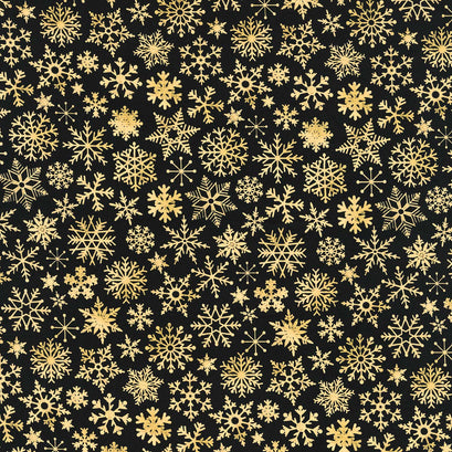 O Holy Night - Golden Snowflakes Digitally Printed Yardage
