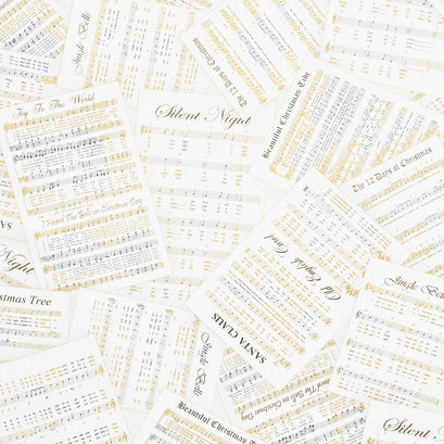 Christmas Musical - Holiday Songs Cream Metallic Yardage