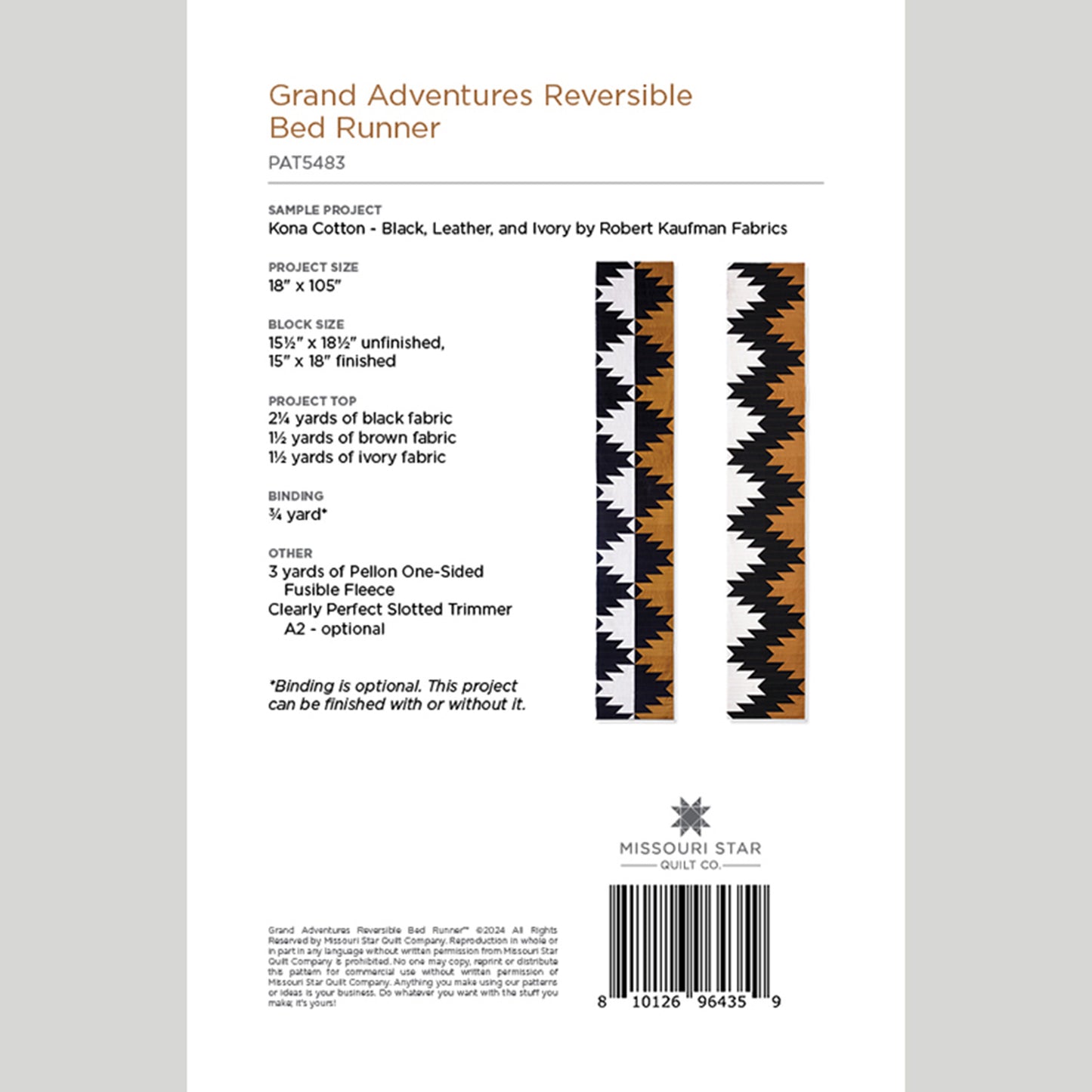 Grand Adventures Reversible Bed Runner Pattern by Missouri Star Alternative View #1