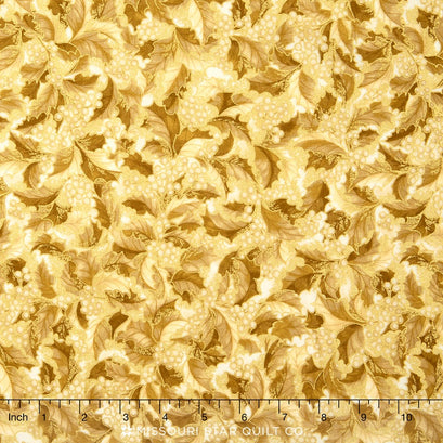 Holiday Flourish - Holly Ivory Metallic Yardage