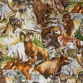 Bringing Nature Home - Multi Animal Collage Earth Yardage