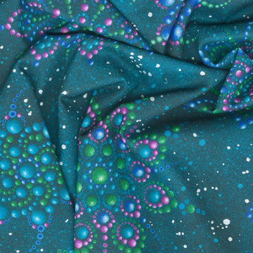 On Dragonfly Wings - Beaded Medallion Dark Teal Yardage Alternative View #1