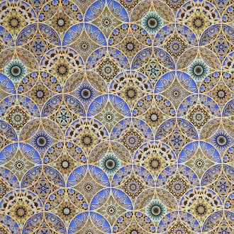 Jaikumari - Medallions Sapphire Metallic Yardage
