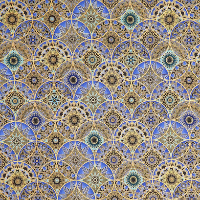 Jaikumari - Medallions Sapphire Metallic Yardage