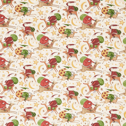 Up on the Housetop - Santa Rides Snowflake Yardage