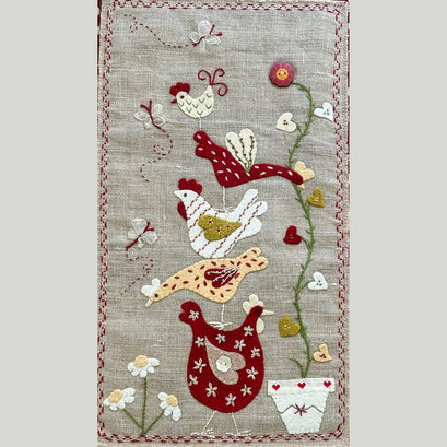 Chicken Pyramid Wool Felt Embroidery Appliqué Kit