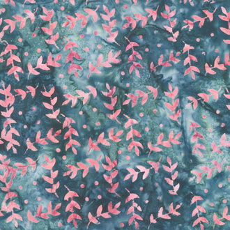 Misty Mornings Batiks - Leaves Teal Bridgewater Yardage