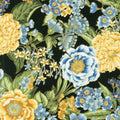 Avery Hill - Blue Flowers Black Metallic Yardage