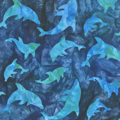 Artisan Batiks - Totally Tropical Dolphins Teal Yardage