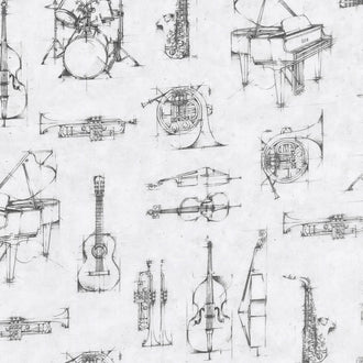 All that Jazz - Musical Instruments Grey Yardage
