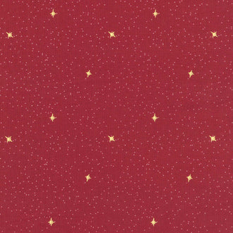 Silent Night - Follow The Star Berry Metallic Yardage