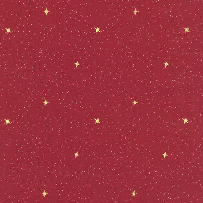 Silent Night - Follow The Star Berry Metallic Yardage