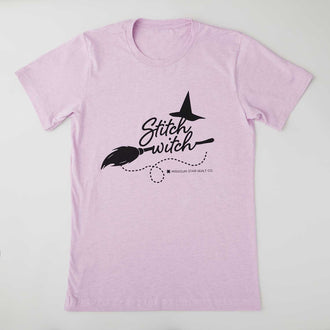 Missouri Star Stitch Witch Heather Prism Lilac T-shirt - L