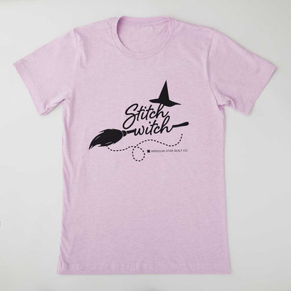 Missouri Star Stitch Witch Heather Prism Lilac T-shirt - L