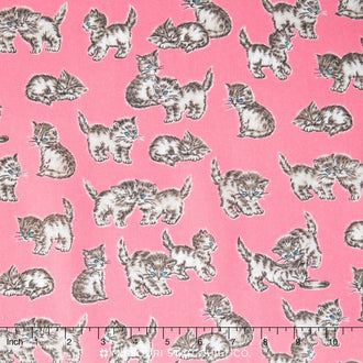 Whiskers & Tails - Vintage Kittens Blush Yardage