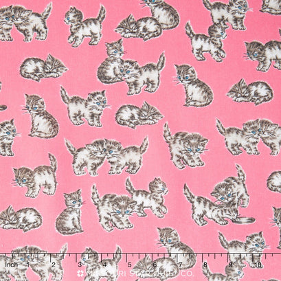 Whiskers & Tails - Vintage Kittens Blush Yardage