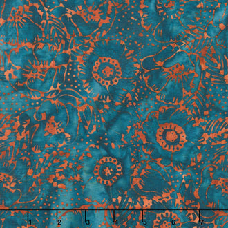 Sequoia Batiks - Gardenias Mystic Teal Yardage