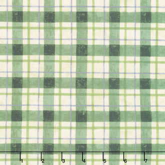 Sunflower Splendor - Plaid Cream Green Yardage