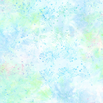 Shadow Blooms Batiks - Large Floral Multi Turquoise Green Yardage