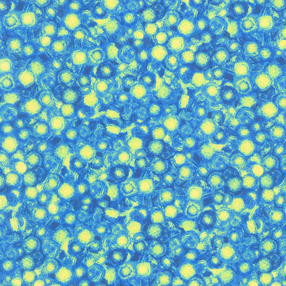 Poppy Dreams - Mini Swirl Blue Yardage