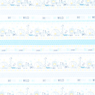 Snuggle In The Jungle Flannel - Animal Stripe White Yardage