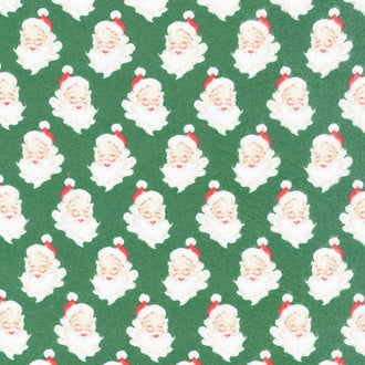 Old Fashioned Christmas - Santa Heads Pine Flannel Yardage