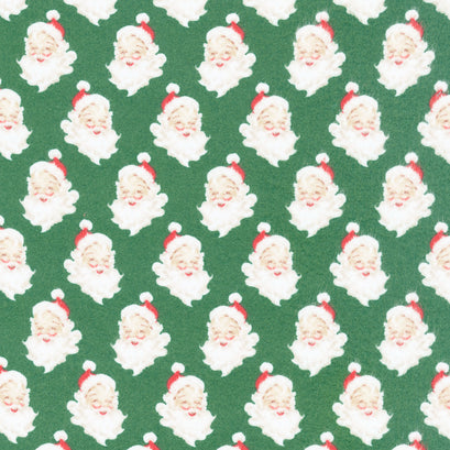 Old Fashioned Christmas - Santa Heads Pine Flannel Yardage
