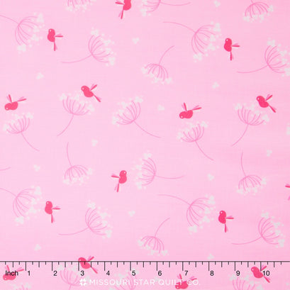 Wildflower Meadow - Birds Pink Yardage
