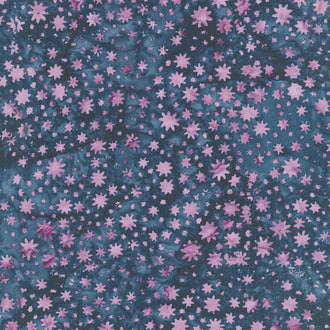 Shadow Blooms Batiks - Mini Floral Blue Storm Yardage
