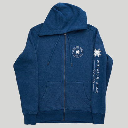 Missouri Star Logo Full Zip Hoodie Poseidon Blue - XL