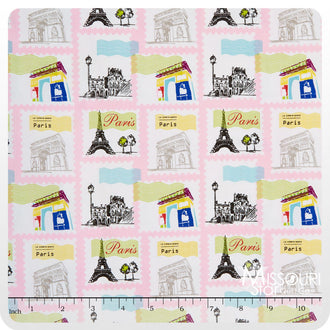 Pepe in Paris - Stamp Pink Yardage