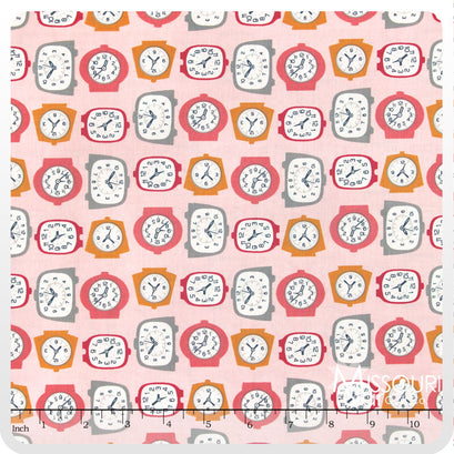 Gracie Girl - Clocks Pink Yardage