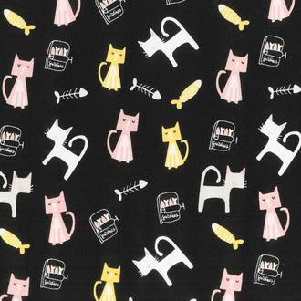 Meow and Forever - Cats Black Yardage