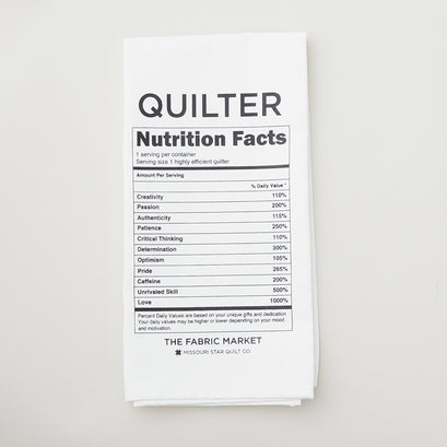 Missouri Star Quilter Nutrition Facts White Canvas Tea Towel