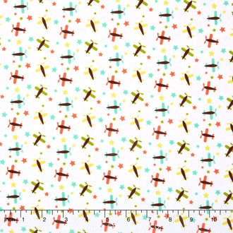 Oh Boy! - Planes Aqua Flannel Yardage