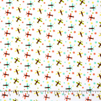 Oh Boy! - Planes Aqua Flannel Yardage