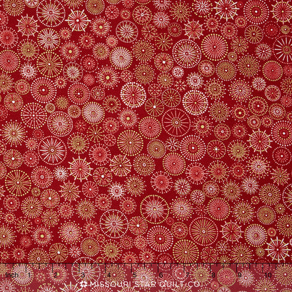 Winter's Grandeur - Crimson Metallic Yardage