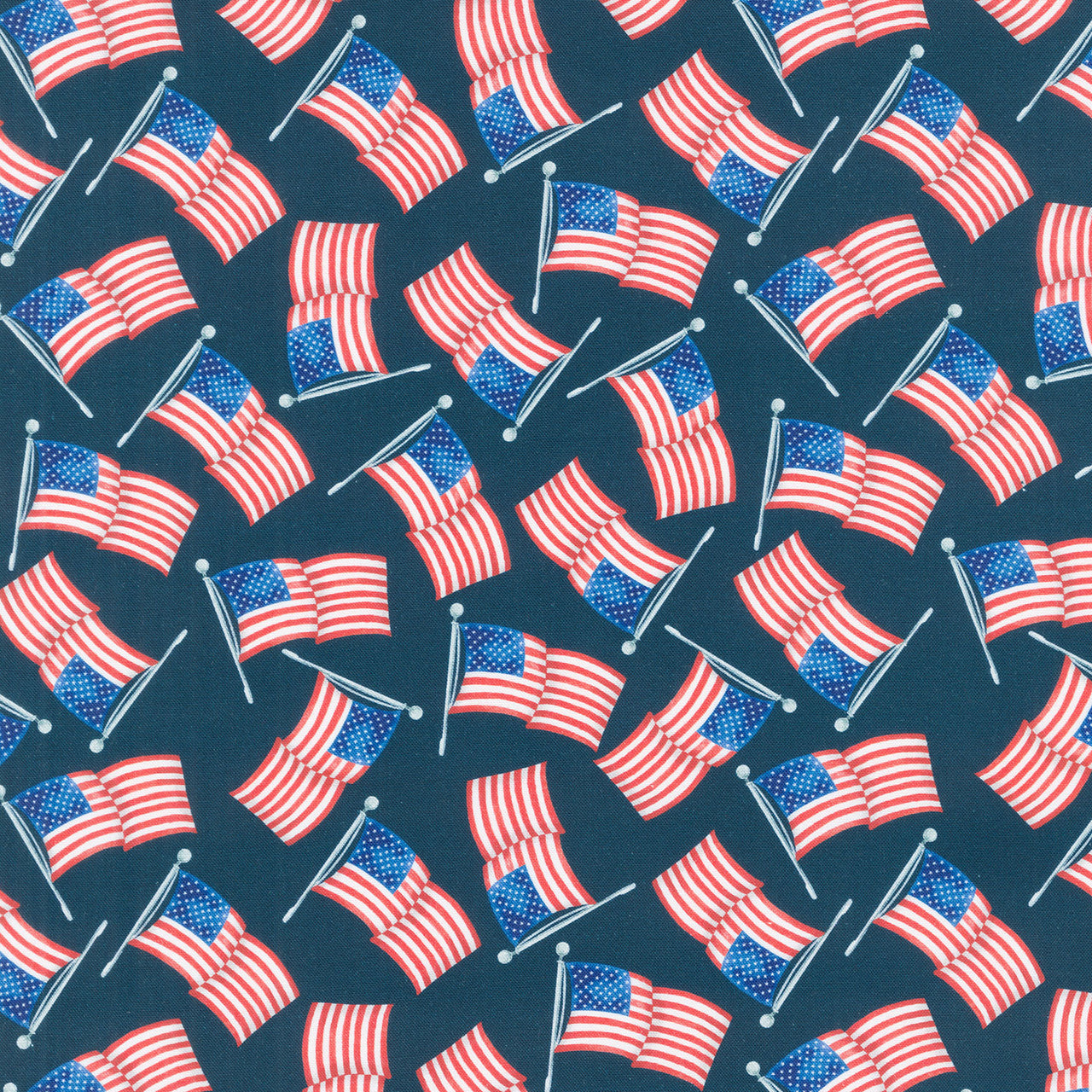 Faith, Family, Freedom - USA Flags Navy Yardage Primary Image
