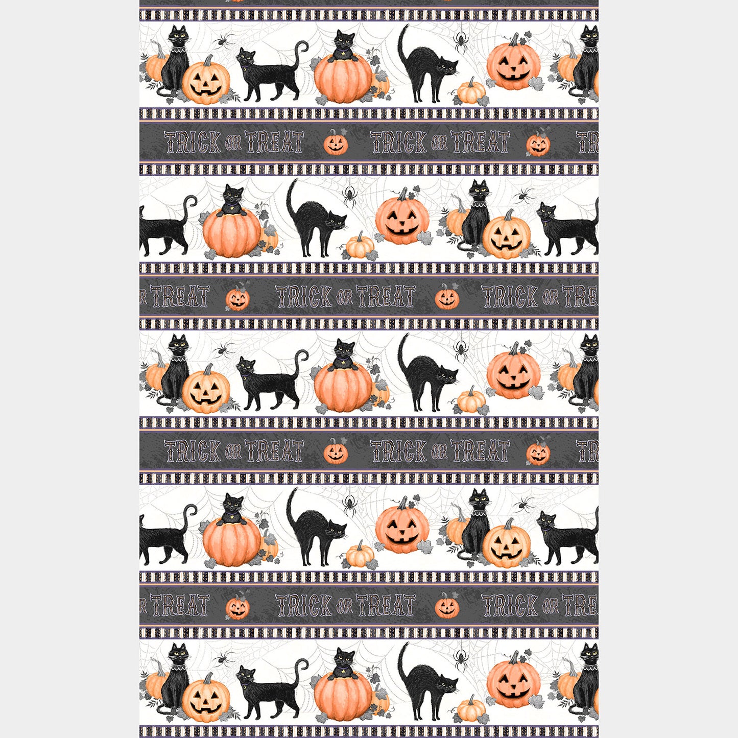 Meow-Gical Night - Halloween Cat Repeating Stripe Multi Yardage Alternative View #1