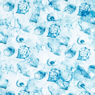 Sea Breeze - Shells Pale Blue Yardage