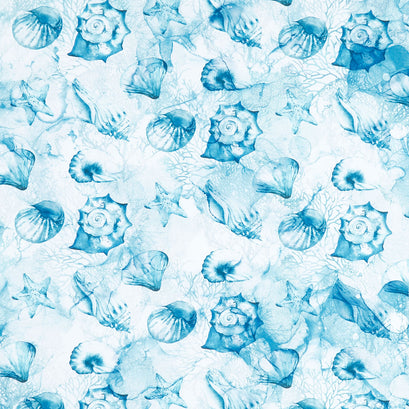 Sea Breeze - Shells Pale Blue Yardage