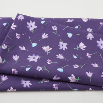 Dreaming of Tuscany - Watercolor Flowers Purple 2 Yard Cut